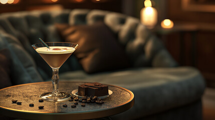 Fototapeta premium Espresso Martini Cocktail in a Stylish Lounge Setting 