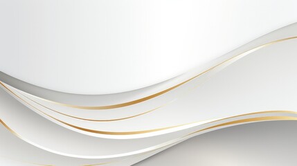 Obraz premium Abstract design featuring smooth waves in white and gold tones for elegant backgrounds.
