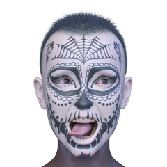 Naklejka premium 女性の顔アップ 3DCGレンダリング