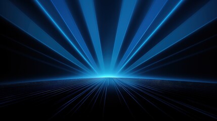 Obraz premium A digital abstract image featuring blue rays emanating from a central point, creating depth.
