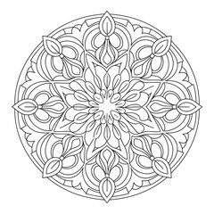 Vector coloring page mandala art design with white background