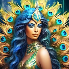 Naklejka premium The Graceful Appearance and Mystical Powers of the Peacock Isolated on Transparent Background PNG.