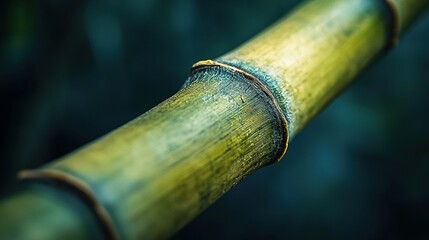 a bamboo stick's top part is partially obscured by a blurry background
