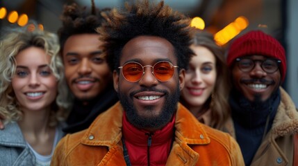 Obraz premium Diverse Group of Friends Smiling and Looking at the Camera