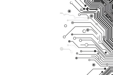 Obraz premium Black and White Circuit Board Vector Design | Modern Technology and Digital Art Illustration