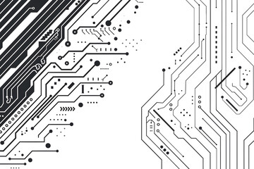 Black and White Circuit Board Vector Design | Modern Technology and Digital Art Illustration