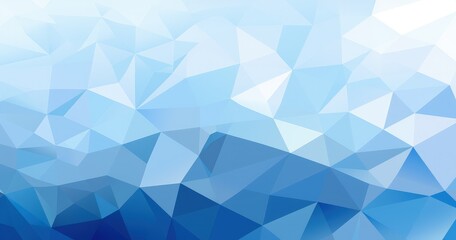 A geometric design featuring various shades of blue in a triangular pattern.