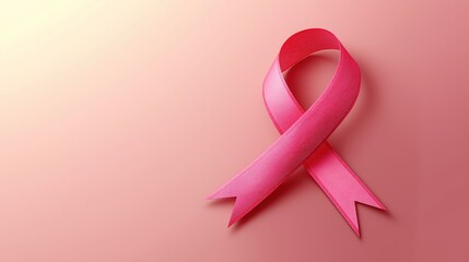 Pink Cancer Ribbon with copy space banner background , October Breast Cancer Awareness Month
