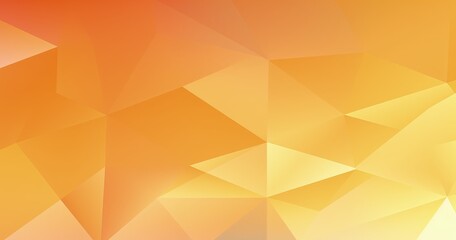 A vibrant abstract background with geometric shapes in warm orange and yellow tones.