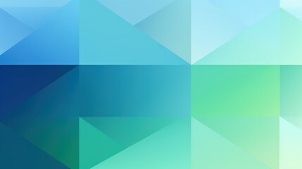A geometric abstract design featuring shades of blue and green in a triangular pattern.