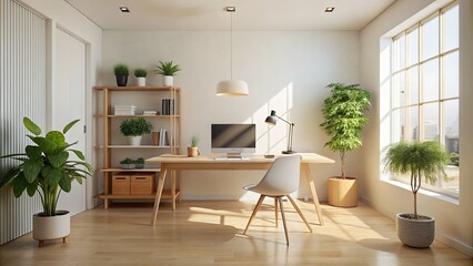 Fototapeta premium minimalist digital development studio calm peaceful modern simple warm
