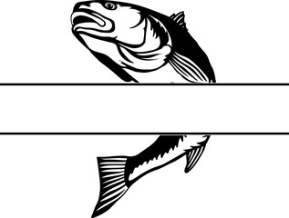 Split Monogram Fishing Logo Of Fish