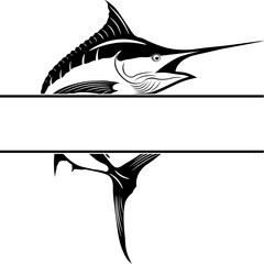 Split Monogram Fishing Logo Of Marlin Logo