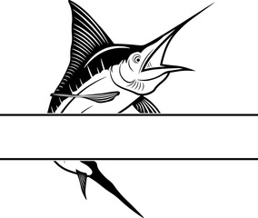 Split Monogram Fishing Logo Of Marlin Logo