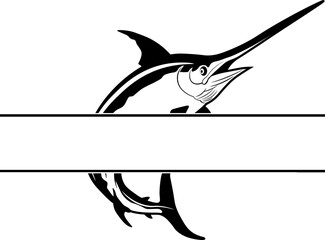Split Monogram Fishing Logo Of Swordfish Logo
