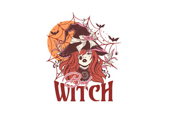 Bad witch, Halloween Witch PNG Sublimation T shirt design