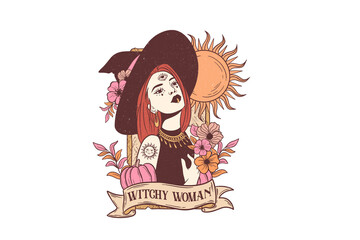 Witchy woman, Halloween Witch PNG Sublimation T shirt design
