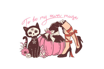 to be my own muse, Halloween Witch PNG Sublimation T shirt design