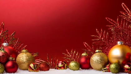 red christmas frame with with bubbles