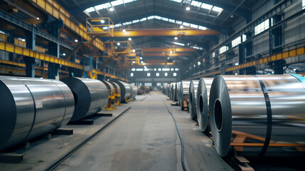 Fototapeta premium Steel factory, metal sheets. Industry and factory.