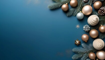 Obraz premium blue christmas background with glass balls and decoration