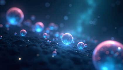 Abstract glowing orbs floating in the darkness of space forming a mysterious and magical wallpaper atmosphere.