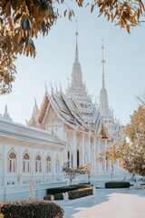 Naklejka premium White Temple Chiang Rai Thailand Architectural Detail Wat Rong Khun