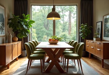 Modern Dining Room Design Featuring Elegant Furniture and Large Windows for Natural Light