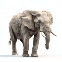 Obraz premium A large elephant stands on a white background