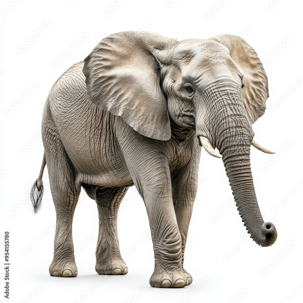 Wall mural a large elephant standing on a white background