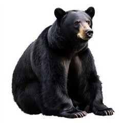 Fototapeta premium A large black bear is sitting on a white background