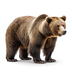 Obraz premium A large brown bear stands on a white background