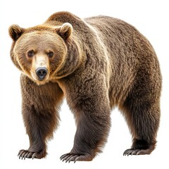 Fototapeta premium A large brown bear stands on a white background
