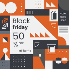 Flat abstract geomtetric Black Friday sale for poster, banner and background.