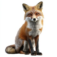 Obraz premium A fox is sitting on the ground with its head up