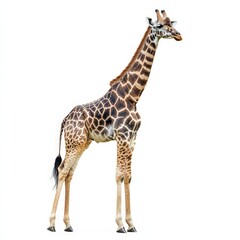 Naklejka premium A giraffe standing on a white background