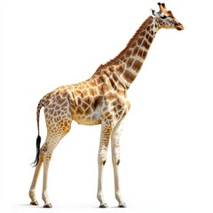 Naklejka premium A giraffe standing on a white background