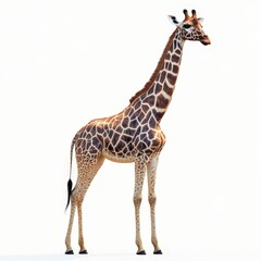 Naklejka premium A giraffe stands tall and proud on a white background