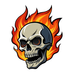 Skull Surrounded by Fiery Flames Detailed High-Impact Artwork