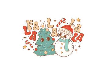 Fa la la la, Retro Christmas PNG Sublimation T shirt design