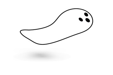 cute monster with emotions autumn holiday halloween spooky spirit flying outline ghost poster or banner vector illustration