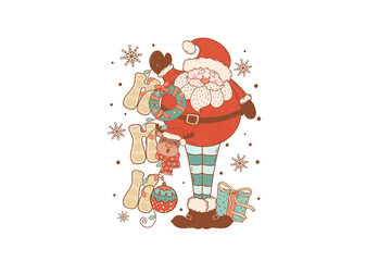 Ho ho ho, Retro Christmas PNG Sublimation T shirt design