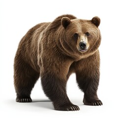 Obraz premium A large brown bear stands on a white background