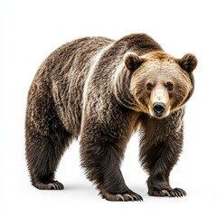 Fototapeta premium A large brown bear stands on a white background