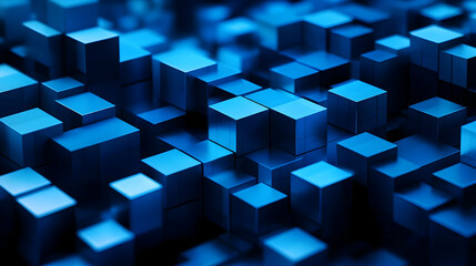 Obraz premium Abstract blue cubes stacked in a 3D pattern.