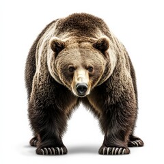 Obraz premium A large brown bear stands in front of a white background