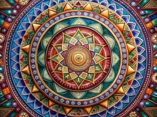 Intricate ancient mandala circle of sacred geometry and patterns