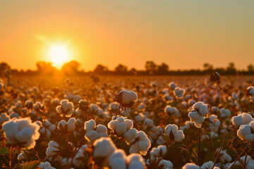 cotton field on sunset photo