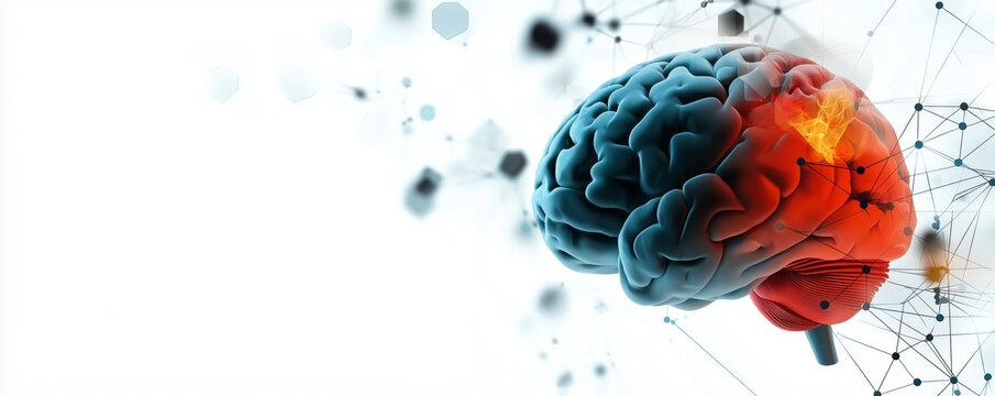 Human Brain Anatomy with Neural Network and White Background