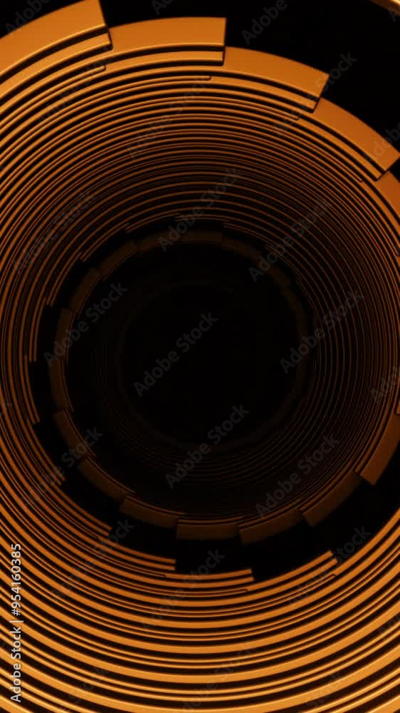 Poster red and orange neon patterns. design. black background with thin narrow stripes that make circular m